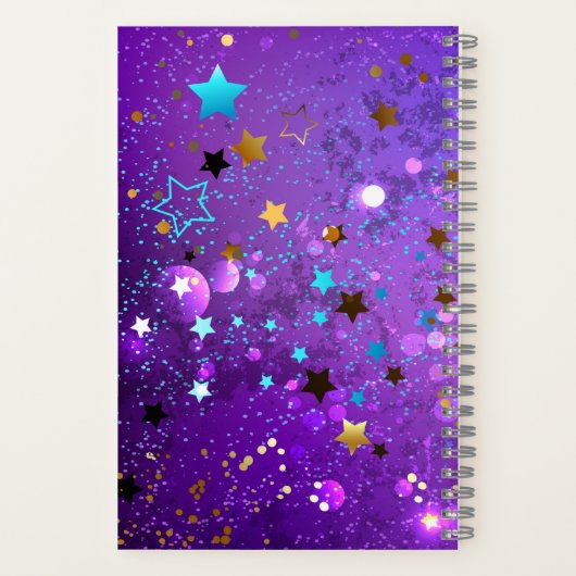 Carnet Arrière - plan de feuille violet avec étoiles (Verso)