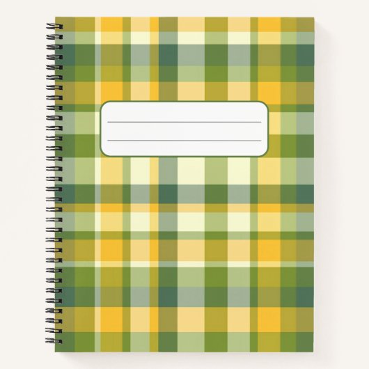 Carnet Arrière - plan de Motif Plaid jaune et vert (Devant)