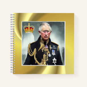 Carnet arrière - plan d'or King Charles III