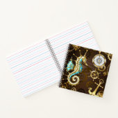 Carnet Arrière - plan en bois avec cheval de mer mécaniqu (Intérieur)