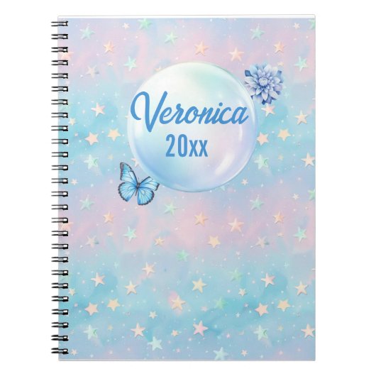Carnet Arrière - plan étoilé bleu-rose (Devant)