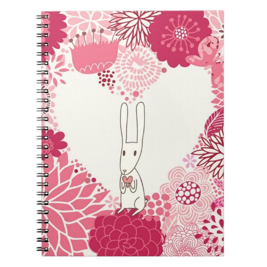Carnet Arrière - plan floral romantique avec le lapin (Devant)