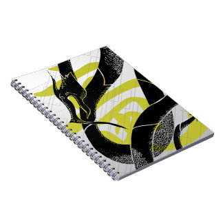 Carnet Arrière - plan noir japonais Dragon blanc