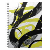 Carnet Arrière - plan noir japonais Dragon blanc (Devant)