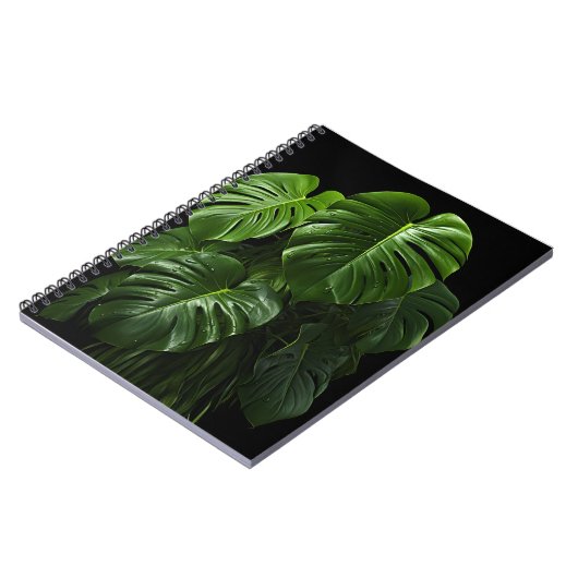 Carnet Arrière - plan noir Monstera Deliciosa Feuilles (Côté gauche)