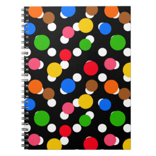 Carnet Arrière - plan noir Pois colorés