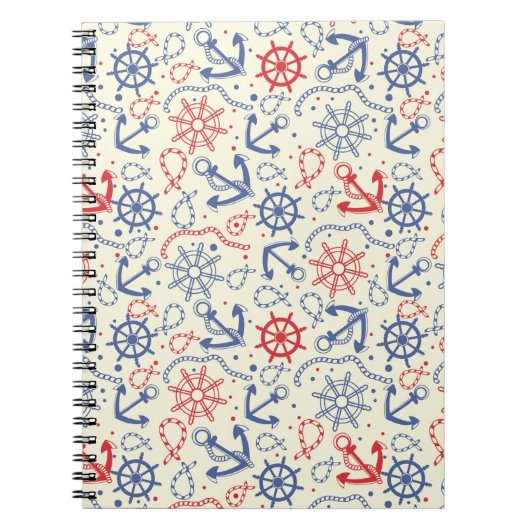 Carnet arrière - plan rouge et marine avec ancre (Devant)