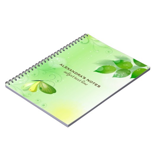 Carnet Arrière - plan vert printemps avec papillon (Côté gauche)