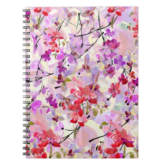 Carnet Arrière - plans d'aquarelle Orchidée-Sakura (Devant)