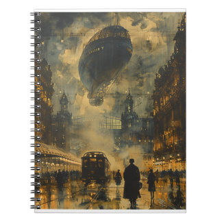 Carnet Arrivée en soirée - Une scène de rue Steampunk