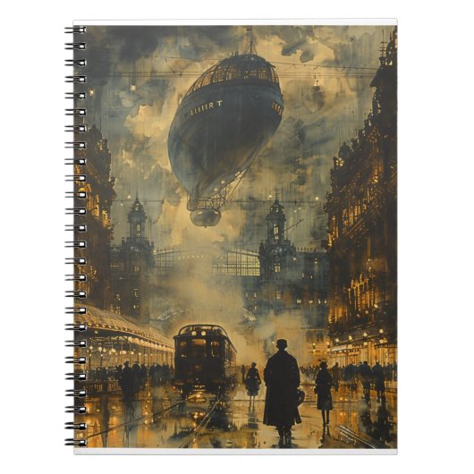 Carnet Arrivée en soirée - Une scène de rue Steampunk (Devant)
