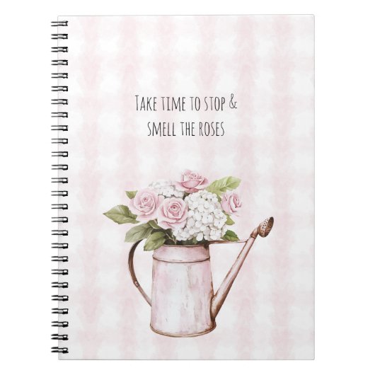 Carnet Arrosoir Fleurs Blanches Roses Roses (Devant)