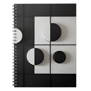 Carnet Art abstrait géométrique minimaliste noir et blanc