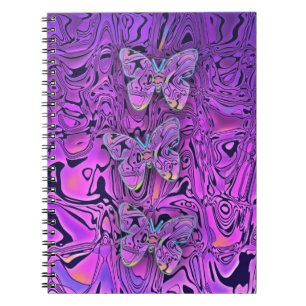 Carnet Art abstrait papillons violets lumineux