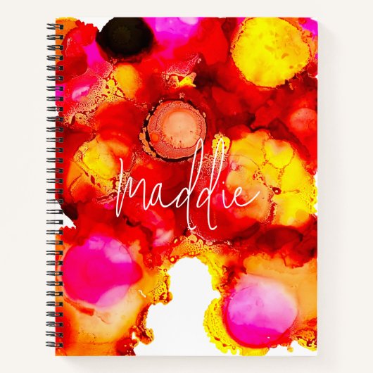 Carnet Art Abstrait rose jaune rouge et rose (Devant)