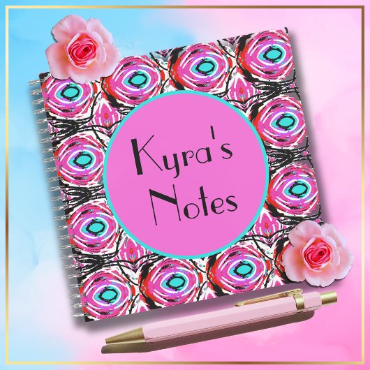 Carnet Art acrylique moderne abstrait rose et bleu