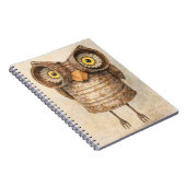Carnet Art aquarelle de chouette rustique recyclée (Côté Droit)