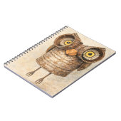 Carnet Art aquarelle de chouette rustique recyclée (Côté gauche)