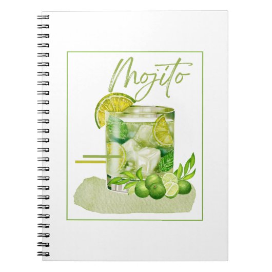 Carnet Art aquarelle Mojito Cocktail (Devant)