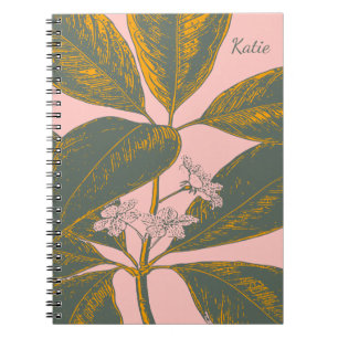 Carnet Art Botanique vert rose Palm Frond Personnalisé