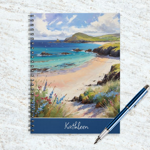 Carnet Art côtier aquarelle image de plage personnalisée