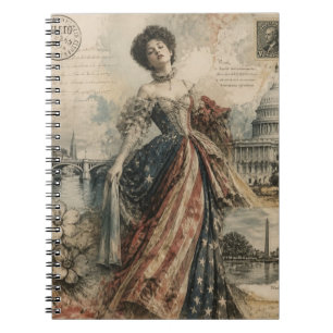 Carnet Art de carte postale patriotique de femme américai