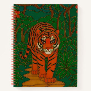 Carnet Art de cloisonné Tigre sur le chemin de la jungle