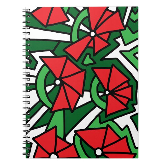 Carnet Art de gribouillage de fleurs rouges (Devant)