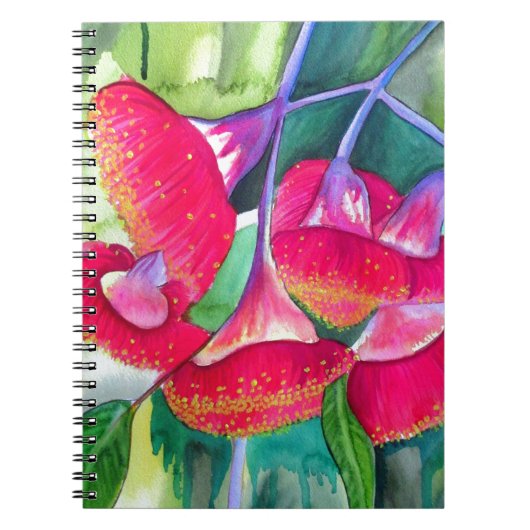 Carnet Art de l'aquarelle australienne à fleurs rouges (Devant)