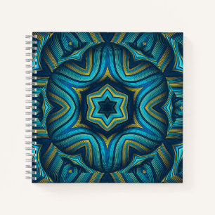Carnet Art de mandala abstrait bleu et jaune époustouflan