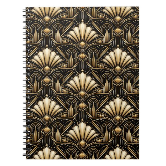 Carnet Art Déco Architectural | Classique Noir Or (Devant)
