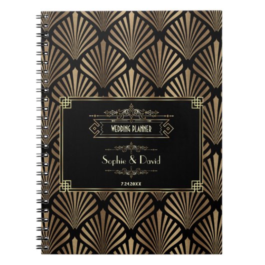Carnet Art Déco Black Gatsby 1920 Style Wedding planner (Devant)
