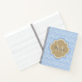 Carnet Art Déco Bleu clair Balances de poisson Tan Monogr (Intérieur)