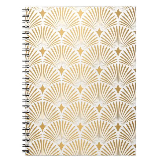 Carnet Art Déco : Elégance Gold-White. (Devant)