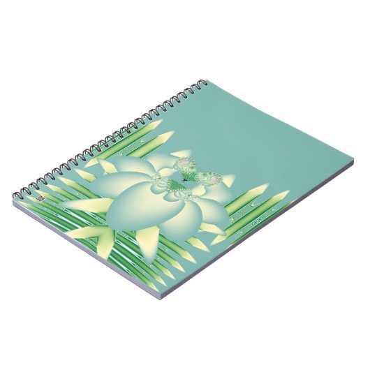 Carnet Art Déco Fleur Fractale Lotus de Menthe (Côté gauche)