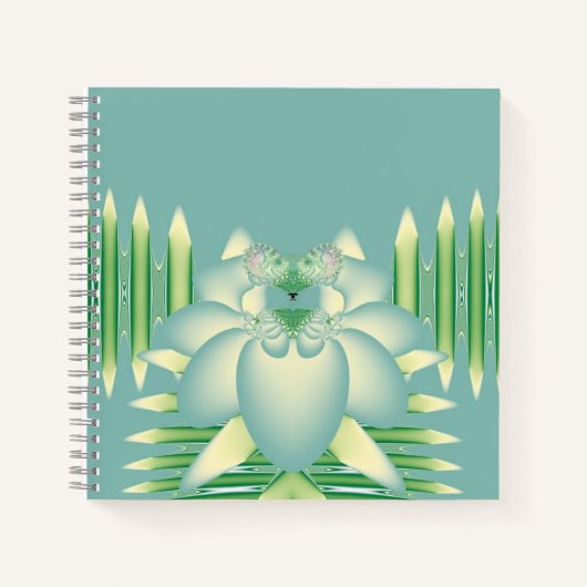 Carnet Art Déco Fleur Fractale Lotus Menthe (Devant)
