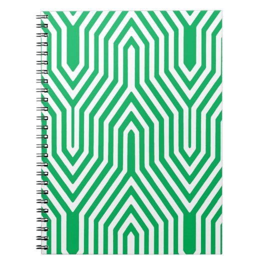 Carnet Art Déco géométrique - Jade vert et blanc (Devant)