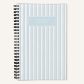 Carnet Art Déco Moderne Rayure Pinstripe Bleu Clair Vinta (Recto)