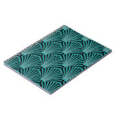Carnet Art Déco : motif ventilateur vert. (Côté gauche)