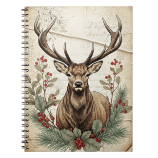 Carnet Art découpage de cerfs de Noël vintage
