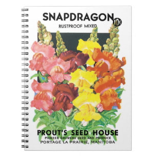 Carnet Art d'étiquette de paquet de graines vintage, fleu