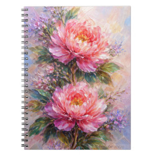 Carnet Art élégant de la fleur de pivoine rose