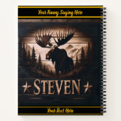 Carnet Art en bois d'un orignal majestueux (Dos)