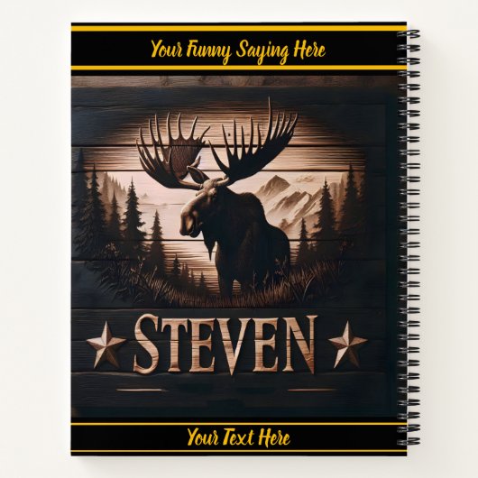 Carnet Art en bois d'un orignal majestueux (Dos)