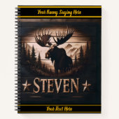 Carnet Art en bois d'un orignal majestueux (Devant)