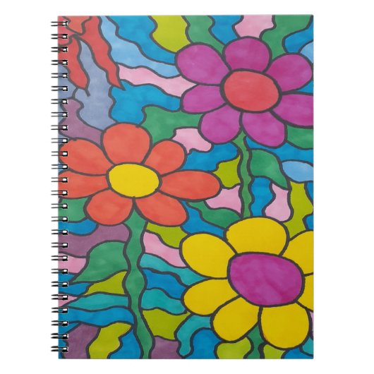 Carnet Art Fleur Hippie Rétro (Devant)