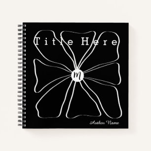 Carnet Art floral abstrait en noir et blanc ligne moderne
