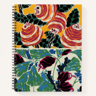 Carnet Art floral abstrait magenta et orange vibrant