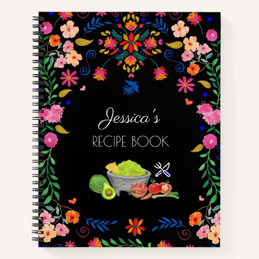 Carnet Art floral mexicain Nom Recette Réserver un cadeau (Devant)