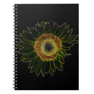 Carnet Art floral minimaliste néon jaune tournesol